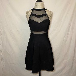 Black Cocktail Dress with Mesh Cutouts